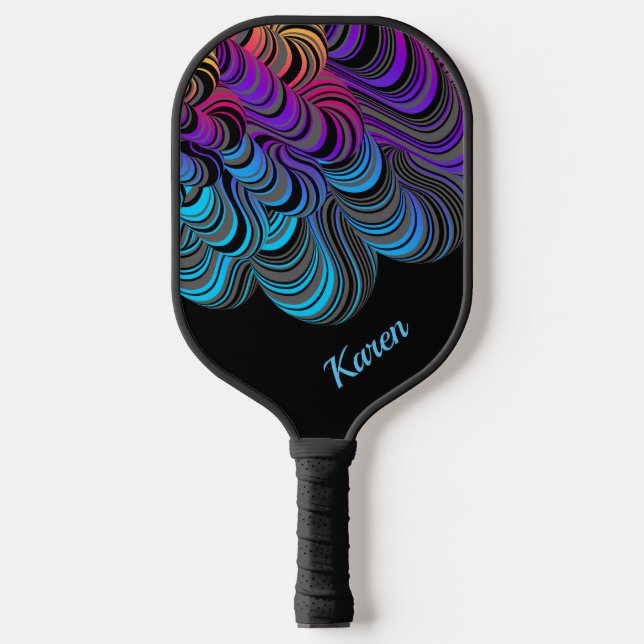 Personalised Custom Black and Neon  Pickleball Paddle (Front)