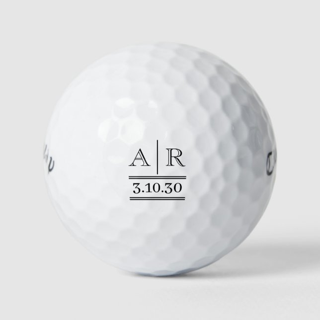 Personalised Custom Black Monogram Golf Balls (Front)