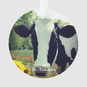 Personalised Custom Black & White Cow Photo Ornament