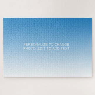 Personalised Custom Blue Artwork Photo Add Text Jigsaw Puzzle