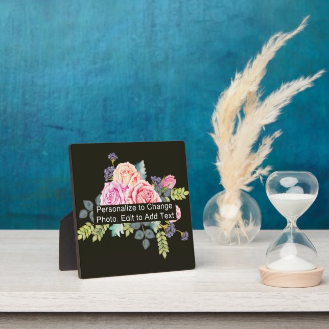 Personalised Custom Blue Artwork Photo Add Text Plaque (Insitu)