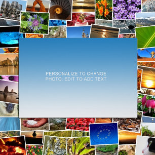 Personalised Custom Blue Artwork Photo Add Text Poster