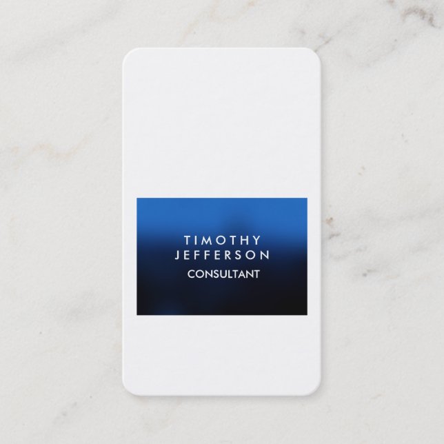 Personalised Custom Blue White Elegant Modern Business Card (Front)