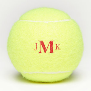 Personalised Custom Bold Red Monogram  Tennis Balls
