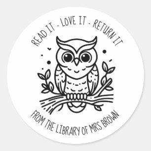 Personalised Custom Book Stickers   Bookplate owl