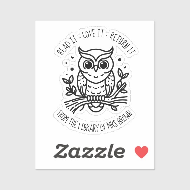 Personalised Custom Book Stickers | Bookplate owl (Sheet)