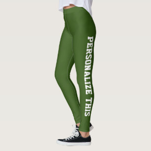 Personalised Custom Branded Made Forest Green Leggings