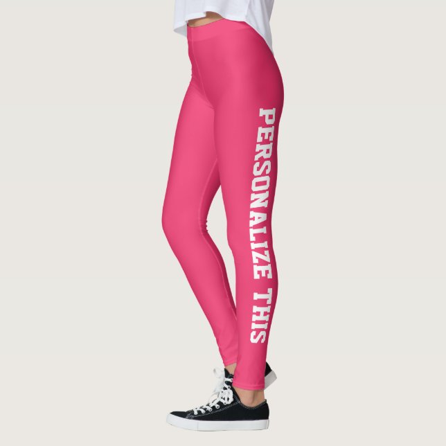 Personalised Custom Branded Made Watermelon Pink Leggings (Left)