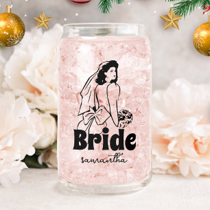 Personalised Custom Bride Name Can Glass