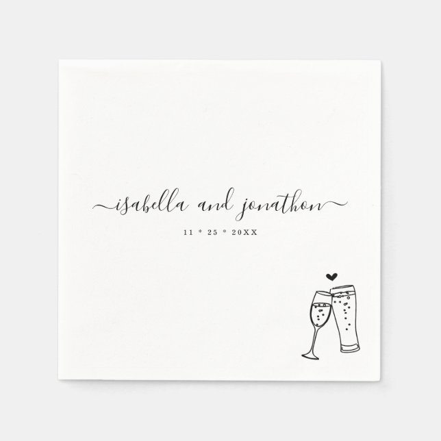 Personalised Custom Bubbles &amp; Brews Themed Napkins (Front)