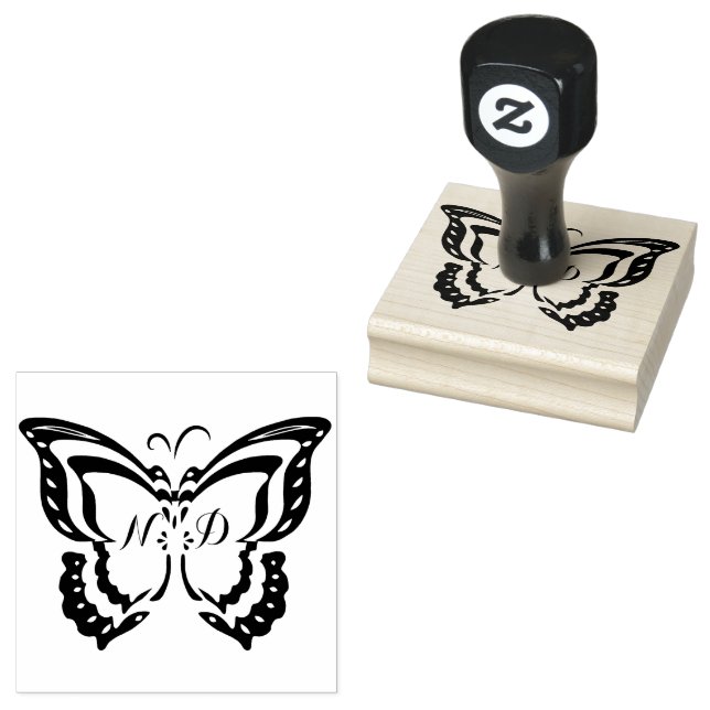 Personalised Custom Butterfly Rubber Stamp (Stamped)