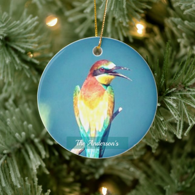 Personalised Custom Colourful Bird Photo Ceramic Tree Decoration (Tree)