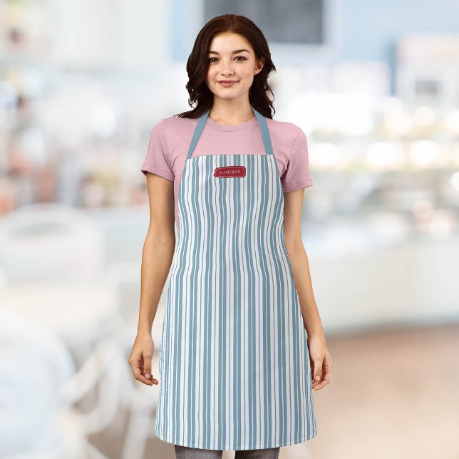 Personalised Custom Colours Rustic Country Stripes Apron (Creator Uploaded)