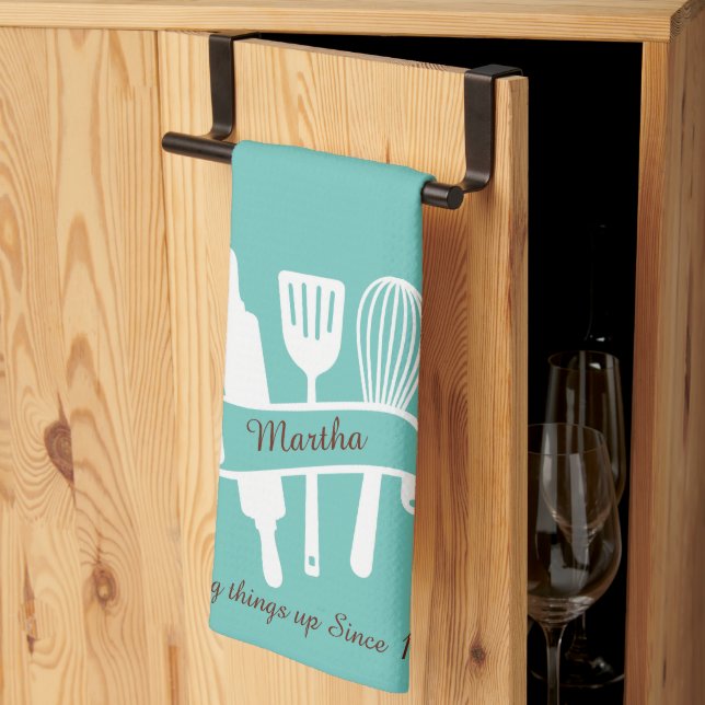 Personalised custom cook's tea towel (Thirds Fold)