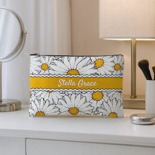 Personalised Custom Country Cottage Daisy Floral Accessory Pouch
