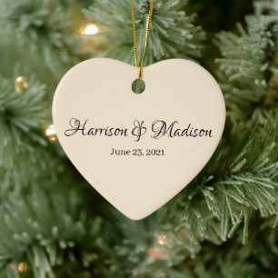 Personalised Custom Couple Name and Date Wedding Ceramic Tree Decoration