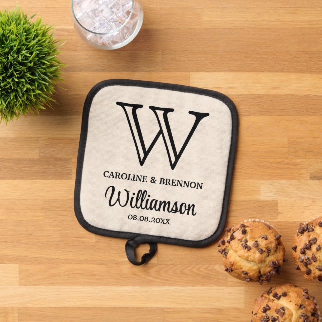 Personalised Custom Couple Names Family Monogram Pot Holder (Top Down)