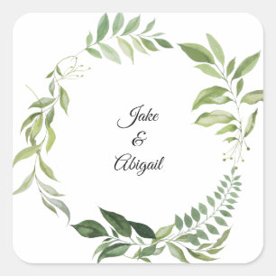 Personalised Custom Couple Names Foliage Square Sticker