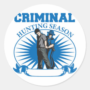 Personalised Custom Criminal Hunting Season Classic Round Sticker