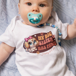 Personalised custom cute baby and dog bodysuit