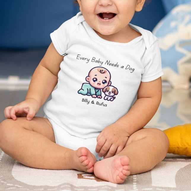 Personalised custom cute baby and dog  bodysuit (Creator Uploaded)
