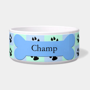 Personalised Custom Dog Bowl -- Blue Dog Bone