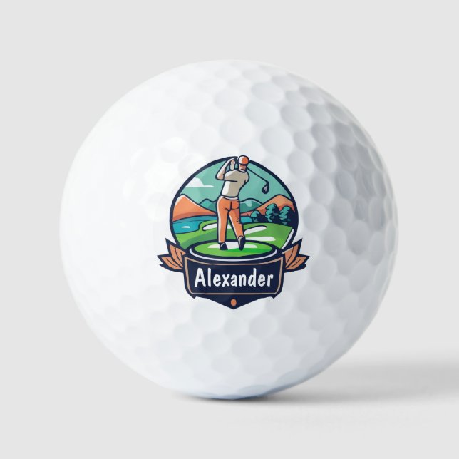 Personalised custom editable name logo Golf Balls (Front)