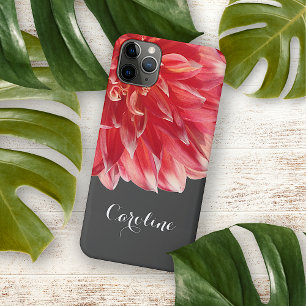 Personalised Custom Elegant Coral Red Dahlia Case-Mate iPhone Case