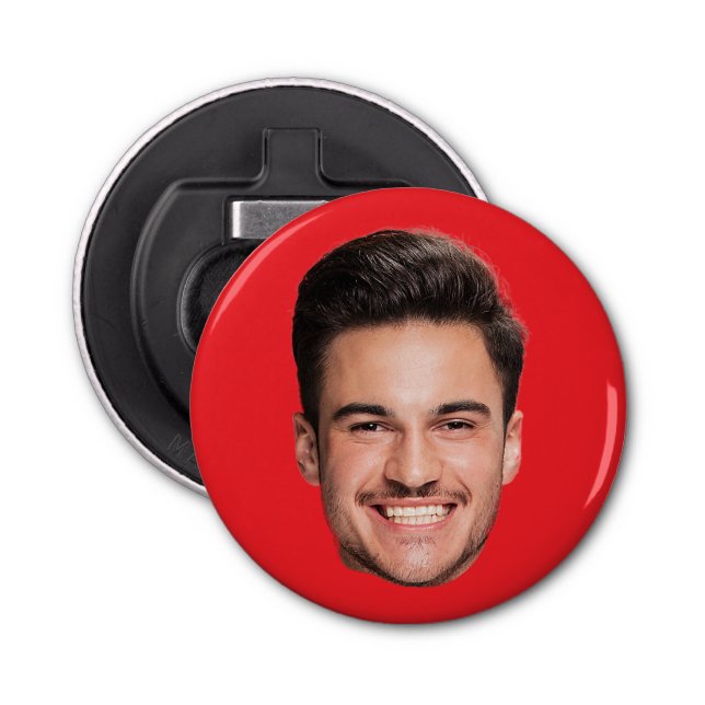 Personalised Custom Face Red Bottle Opener (Front)