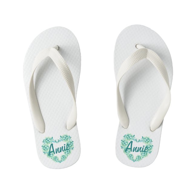Personalised Custom Floral Heart Wreath Flip Flops (Footbed)
