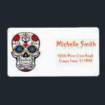 Personalised Custom Floral Sugar Skull Halloween<br><div class="desc">These is spooky,  creepy Halloween address label. This label background Sugar Skull. The orange text is customisable in this easy template. This is the unique address labels to use on your invitations,  greeting cards,  etc. Personalise with your name and other text.</div>