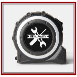 Personalised Custom Gift Name Black White<br><div class="desc">What better to encourage and inspire Dad in all his many tasks for the family, then this wonderful stylish tape measure in black and white with his name. Makes a great (and functional) gift for many occasions -- from Father's Day to Christmas to Birthdays -- and all in between. If...</div>