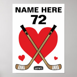 Personalised Custom Girls Love Heart Hockey Sticks Poster