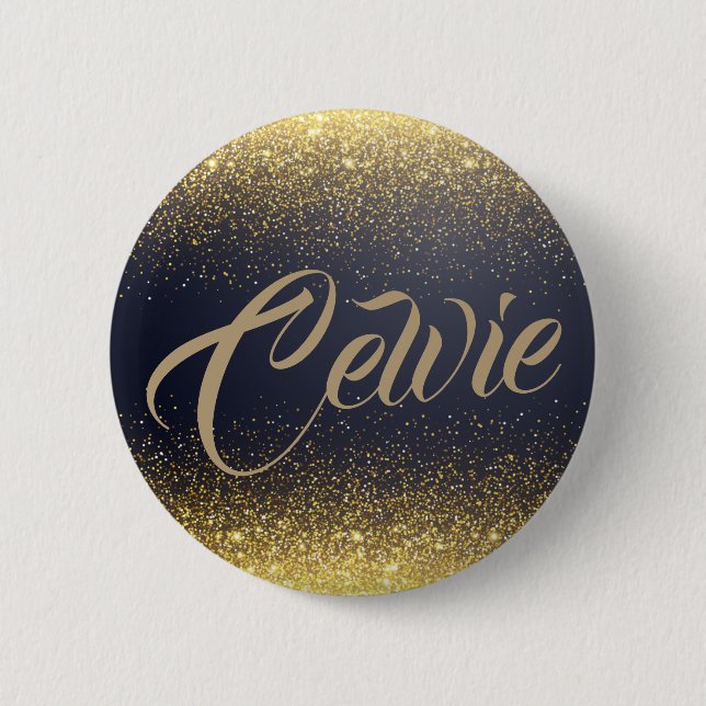 Personalised Custom Gold Glitter | Pin Button (Front)