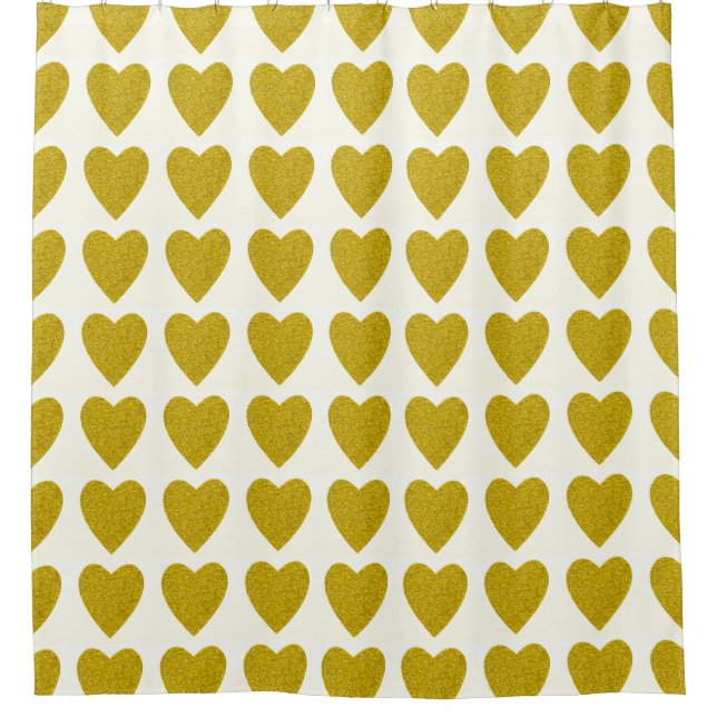Personalised Custom Gold Hearts Background Shower Curtain (Front)