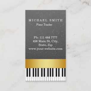 Personalised Custom Gold Stripe Piano Teacher Business Card