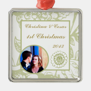 Personalised Custom Green Gerbera Daisy Flowers Li Metal Tree Decoration