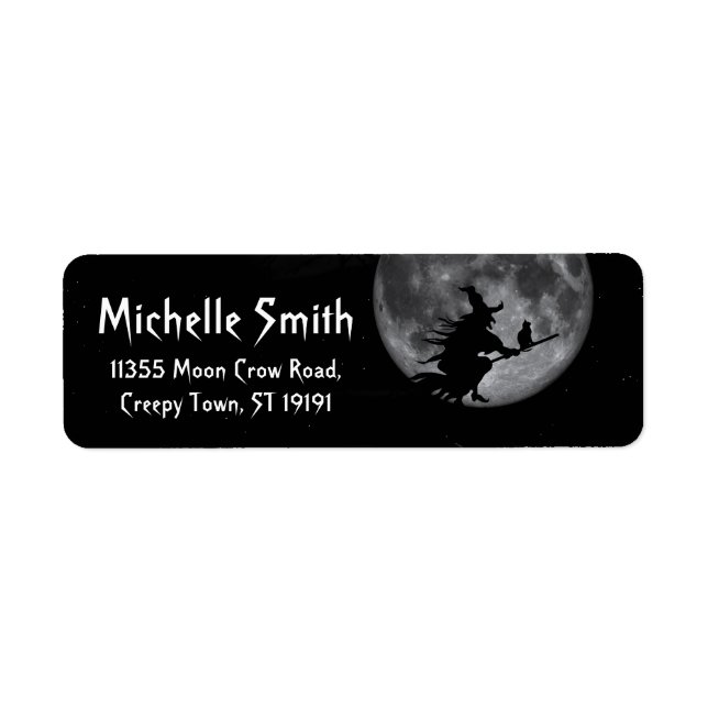 Personalised Custom Halloween Crow with Moon Label (Front)