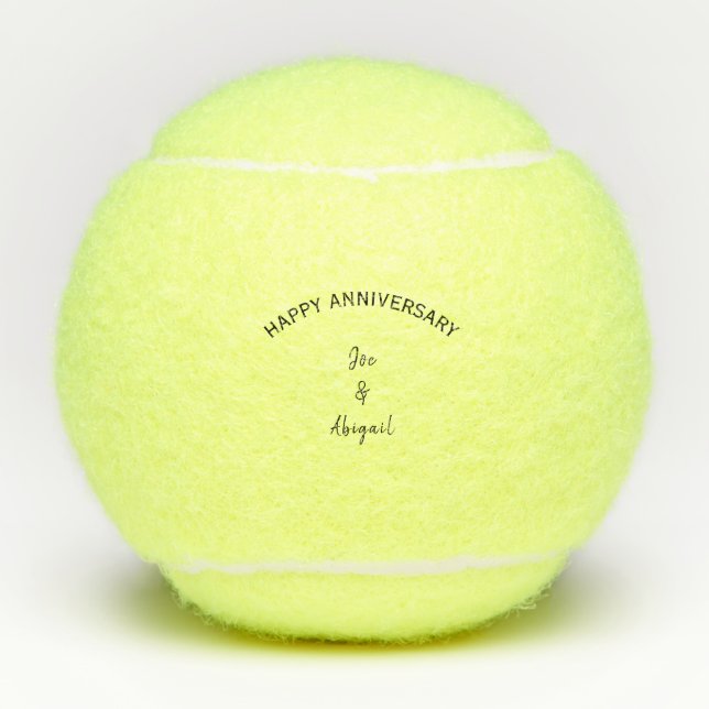 Personalised Custom Happy Anniversary Script Tenni Tennis Balls (Front)