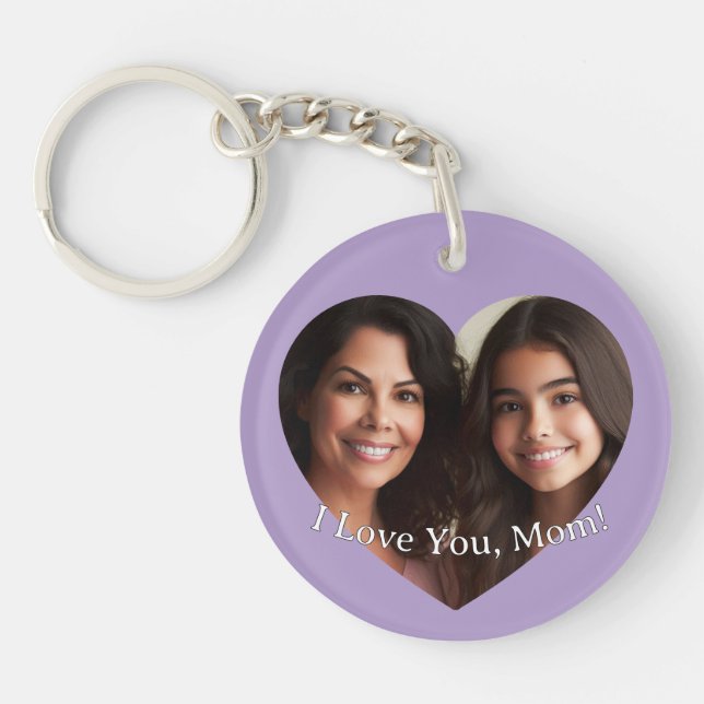 Personalised Custom Heart Photo Add Name for Mum Key Ring (Front)