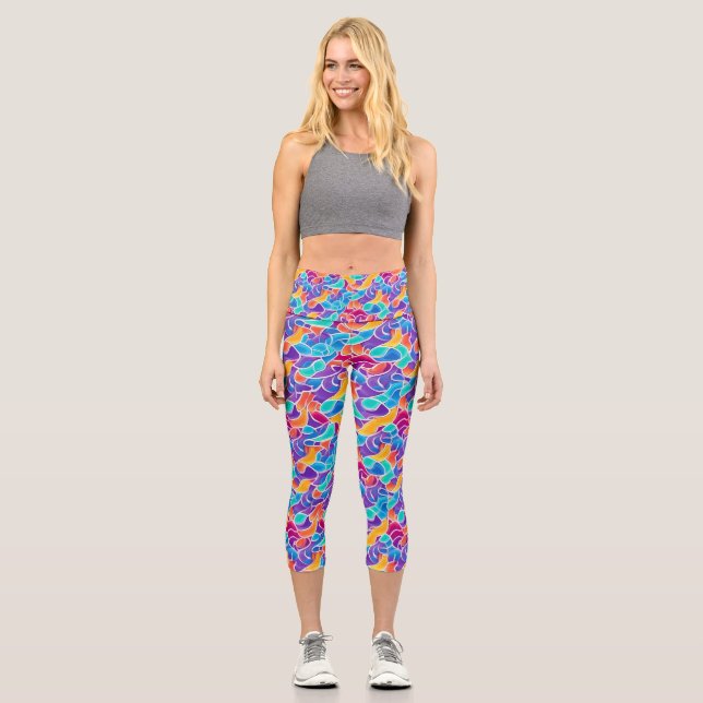 Personalised Custom High Waisted Yoga Capris (Front)