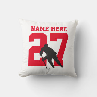 Personalised Custom Hockey Player Name Number Red Cushion