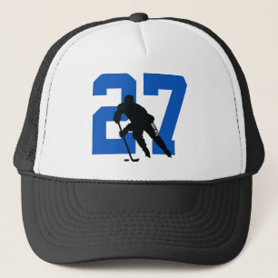Personalised Custom Hockey Player Number Blue Trucker Hat