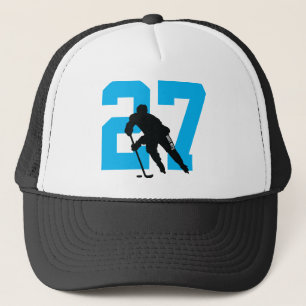 Personalised Custom Hockey Player Number Turquoise Trucker Hat