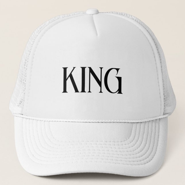 Personalised Custom King Text White Trucker Hats (Front)