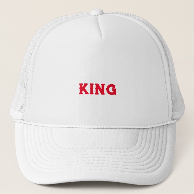 Personalised Custom King Text White Trucker Hats (Front)