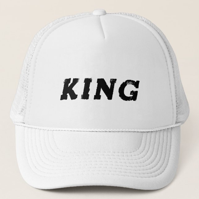 Personalised Custom King Text White Trucker Hats (Front)