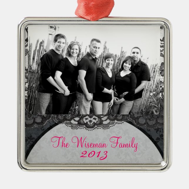 Personalised Custom Lace Floral PHOTO Ornament (Front)