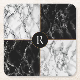 Personalised Custom Letter Paper Coaster Marble
