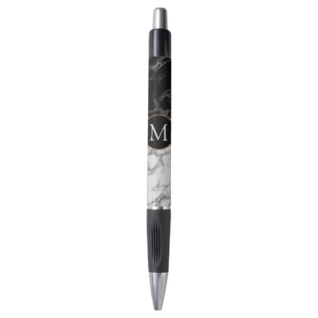 Personalised Custom Letter Pen with Marble Design (Front Vertical)
